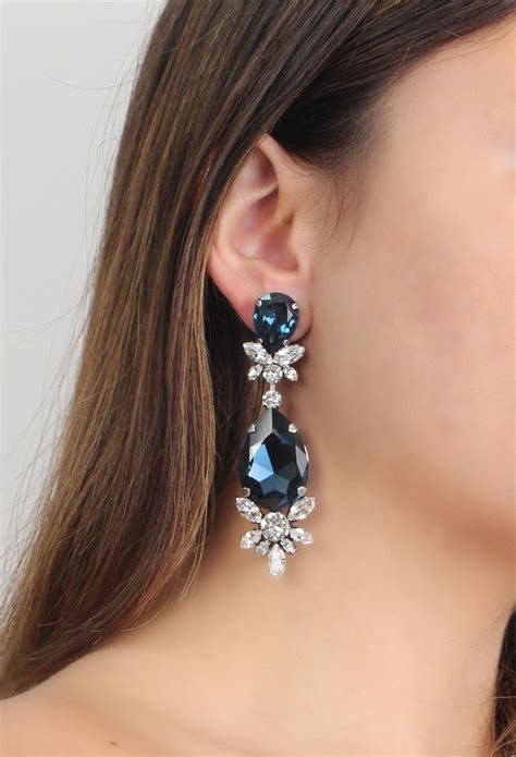 navy blue drop earrings.